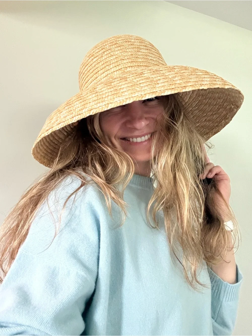 Wide-Brim Straw Sun Hat in Natural